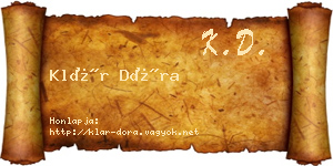 Klár Dóra névjegykártya